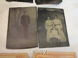 14 Antique Tintype Family Photographs Tin Type Picture Child Victorian