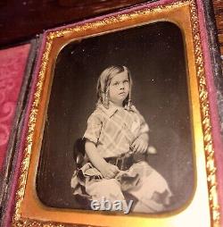 1850s Ambrotype Photo Cute Boy with Long Curls in Hair & Short Pants Full Case