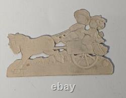 1870's-80's Victorian Kids Antique Die Cut Card Horse Children Riding Ephemera