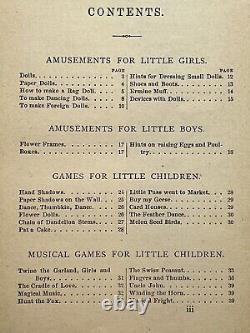 1873 ANTIQUE VICTORIAN CHILDREN'S GAMES VINTAGE AMUSEMENTS ILLUSTRATED 1st ED