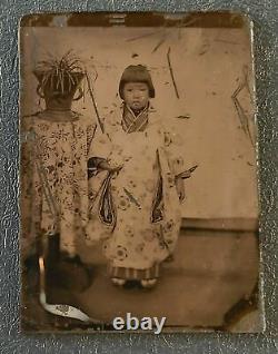 1880s Japan Ambrotype, Child with Flowers (#41)