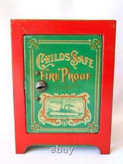 1906 Antique Victorian CHRISTMAS Metal CHILDS SAFE FIRE PROOF Tin Bank, CHEIN