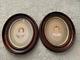 2 Antique Hand Painted Children walnut wooden Deep Oval Frames with glass pair