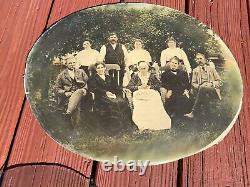 3Pc Antique Convex Bubble Glass Baby And Family Group Photos