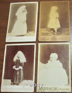 ALBINO SIBLINGS 1800s antique Cabinet card photo lot 3 Sylvia AND 1 William Neff