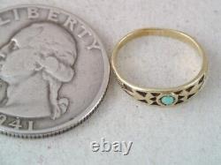 ANTIQUE VICTORIAN SOLID 14K GOLD TURQUOISE CAB STONE CHILDS RING sz 1 1/2