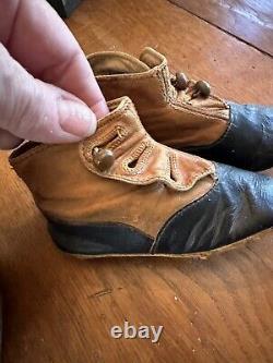 ANTIQUE Victorian DOLL Boy-Girl Child High TOP BOOTS SHOES LEATHER Button-4.5-6