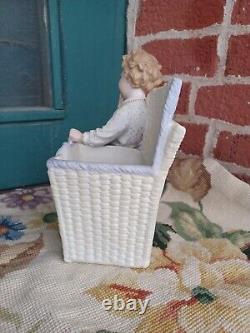 Adorable Antique Victorian Heubach Era Bisque Boy Girl Slipper Basket Figurine