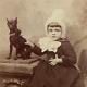 Adorable Little Girl with Small Chihuahua Dog Antique 1800s Cabinet Card Photo