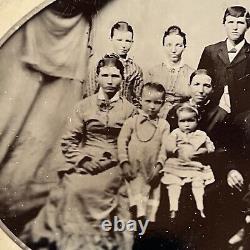 Antique 1/2 Plate Tintype Photograph Of A Cabinet Card/Tintype Big Family Odd