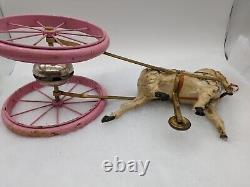 Antique 1800's Victorian Child's Horse Drawn Bell Ringer Pull Toy