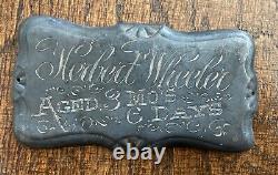 Antique 1800s Victorian Casket Coffin Plaque Herbert Wheeler Funeral Death Child