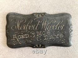 Antique 1800s Victorian Casket Coffin Plaque Herbert Wheeler Funeral Death Child