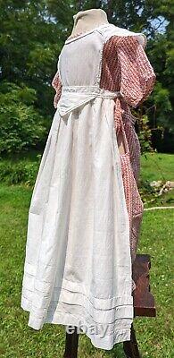 Antique 1830's 1840's Child's White Cotton Pinafore Apron For Dress