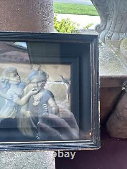 Antique Alfred S. Campbell 3-D Deeply Embossed 1896 Framed Lithograph Children
