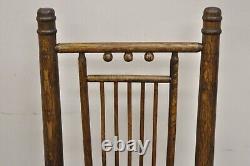Antique Arts & Crafts Victorian Oak Wood Rush Seat Small Child's Rocking Chair