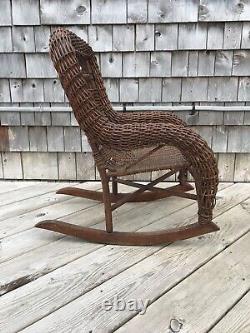Antique Bar Harbor Wicker Child's Rocking Chair