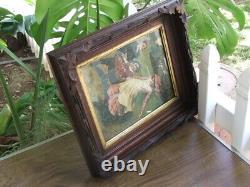Antique, Beautifully Framed Victorian Color Print, Children Going for the Wash