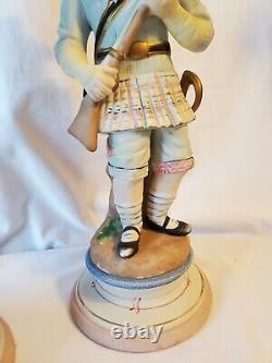 Antique Bisque Boy & Girl Figurines LARGE PAIR 16.5 tall