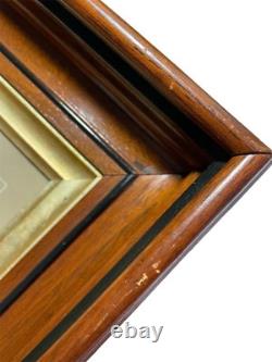 Antique Carved Stepped Deep Walnut Frame Gold Gilt, Hand Colored Child Photo Id'd