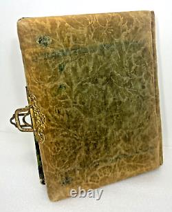 Antique Celluloid Lithograph Cover and Velvet Victorian Photo Album with Photos