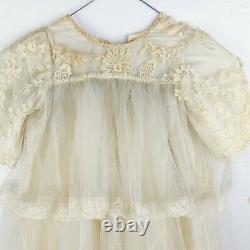 Antique Child's Handmade Dress Victorian Lace & Tule girls size 5 TLC