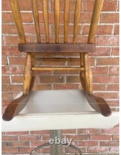 Antique Child's Rocking Chair Oak Wooden Farmhouse Handmade Victorian Floral