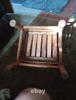 Antique Early American Children's Oak Chair Doll Ladder Back Slat Seat Rustic