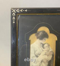Antique Ebonized & Incised Victorian Frame with Mother & Child Print