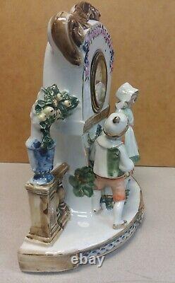 Antique German Porcelain CHILDREN & FLOWERS Statue with Working Clock GERMANY