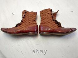 Antique Hudson Victorian Style Red Leather High Top Button up Child boots