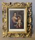 Antique Italian Carved Giltwood Victorian Frame with Madonna & Child Print