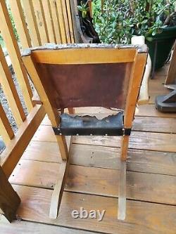 Antique RARE Wood Child's Rocker Rocking Chair, Leather very old and Brittle/Dry