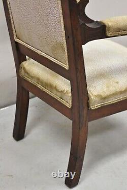 Antique Small Child's Eastlake Victorian Carved Walnut Parlor Arm Chair