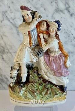 Antique Staffordshire MacDonald protecting wife and child 19th Century