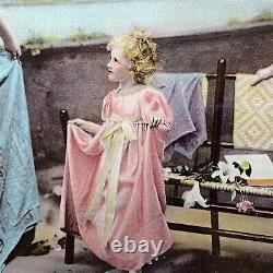 Antique Ullman Victorian Color Print Woman Child Balcony Water Framed