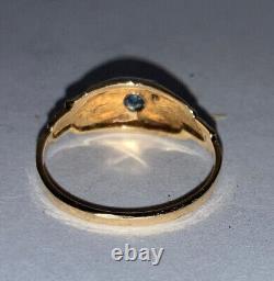 Antique Victorian 14k yellow Gold Aquamarine Child or pinky Ring Size 3