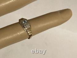 Antique Victorian 14k yellow Gold Aquamarine Child or pinky Ring Size 3