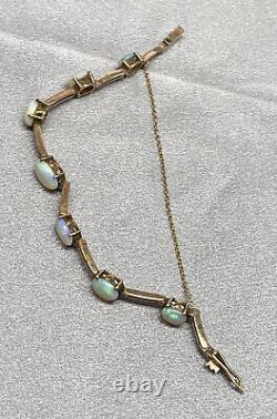 Antique Victorian 9K Rose Gold Graduated Oval Opal Petite or Child's Bracelet