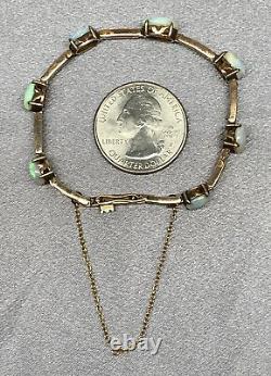 Antique Victorian 9K Rose Gold Graduated Oval Opal Petite or Child's Bracelet