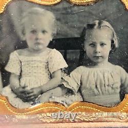 Antique Victorian Ambrotype Photo LIVING DOLLS Pretty Girl Children Sweet Angels