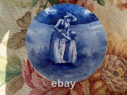 Antique Victorian Babe Woods Mother Basket Girl Child Flow Blue Porcelain Plate