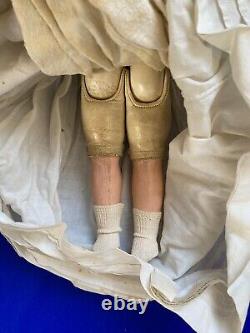 Antique Victorian Bisque Head Kid Body Doll 15-Blinking Eyes-Period Clothing
