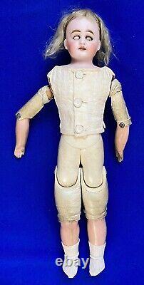 Antique Victorian Bisque Head Kid Body Doll 15-Blinking Eyes-Period Clothing