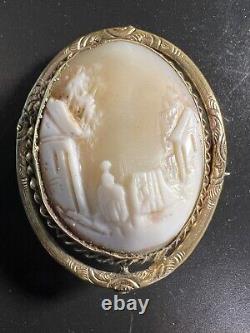 Antique Victorian Brooch Cameo Reversible Child Photo Pendant