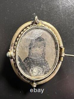 Antique Victorian Brooch Cameo Reversible Child Photo Pendant