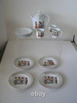 Antique Victorian Child's German Transfer Cup Tea Set Made in Germany 13 pieces