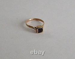 Antique Victorian Child's Ring 10k Yellow Gold Ring Purple Paste, Size 2.25