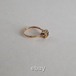 Antique Victorian Child's Ring 10k Yellow Gold Ring Purple Paste, Size 2.25