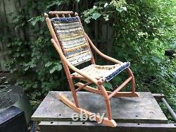 Antique Victorian Child's Wood Bentwood Faux Bamboo Painted Rocking Chair